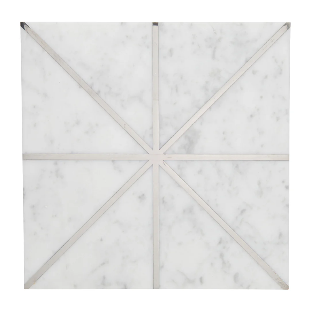 Ellington Carlyle Deco 12X12 Carrara/Steel Honed - Image 2