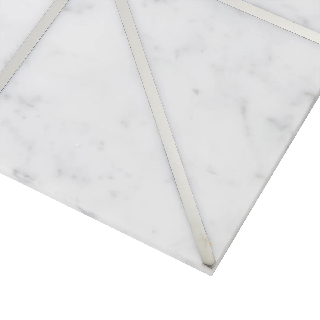 Ellington Carlyle Deco 12X12 Carrara/Steel Honed - Image 3