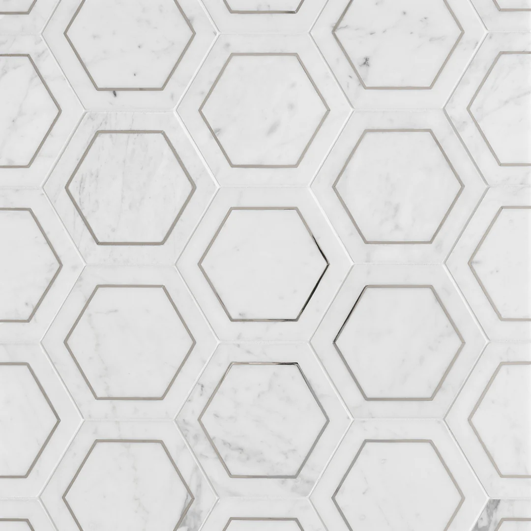 Ellington Savoy Deco 5-1/4X4-1/2 Carrara/Steel Honed