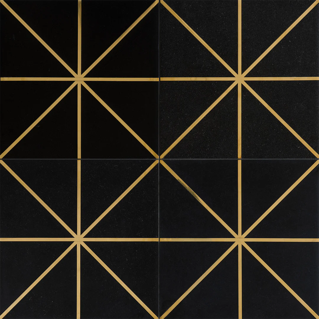 Ellington Carlyle Deco 12X12 Ebony/Brass Honed