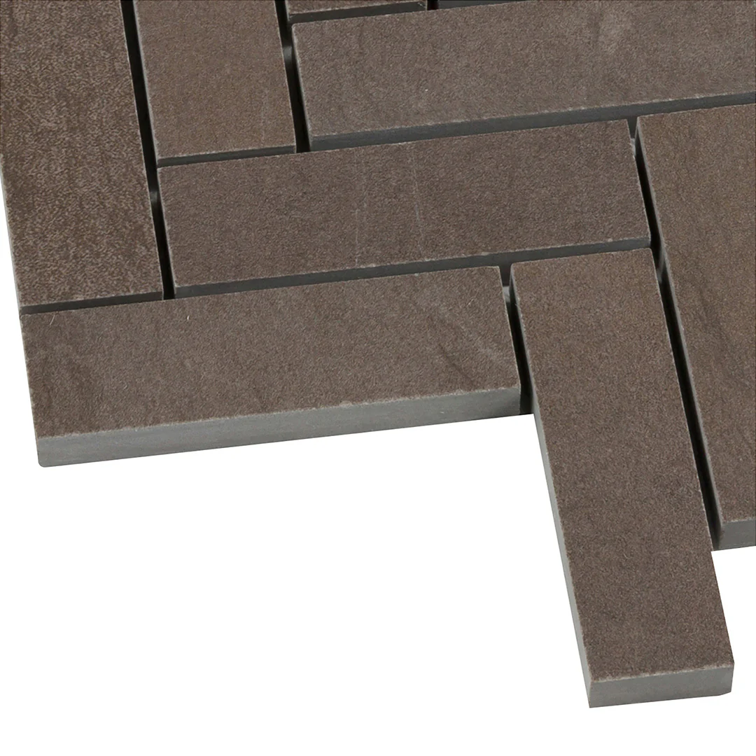 Foussana Herringbone Mosaic 13.1063X13.55 Grey Brushed - Image 3