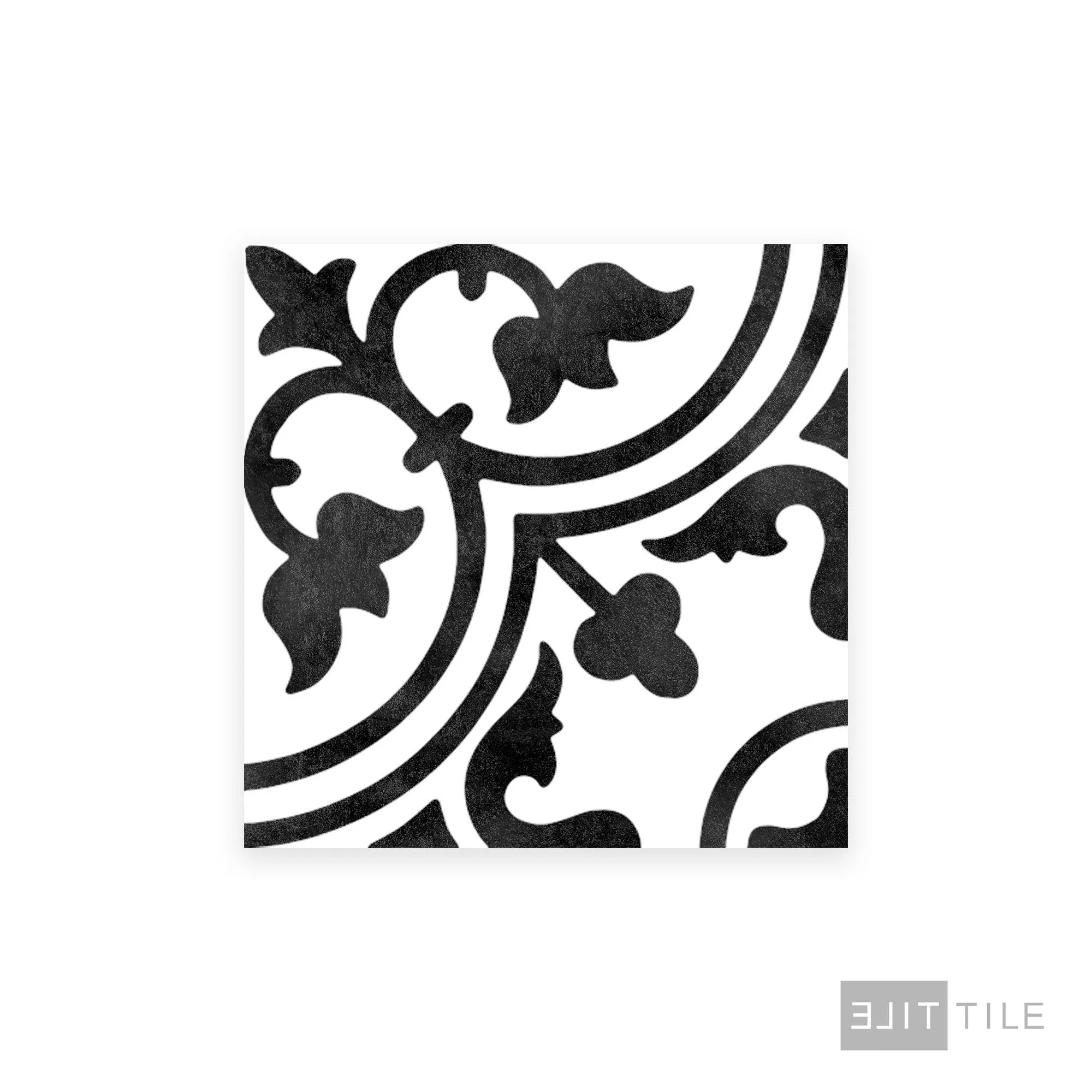 Frame 15 Porcelain Decorative Field Tile 6X6 Clover B&W Matte - Image 3