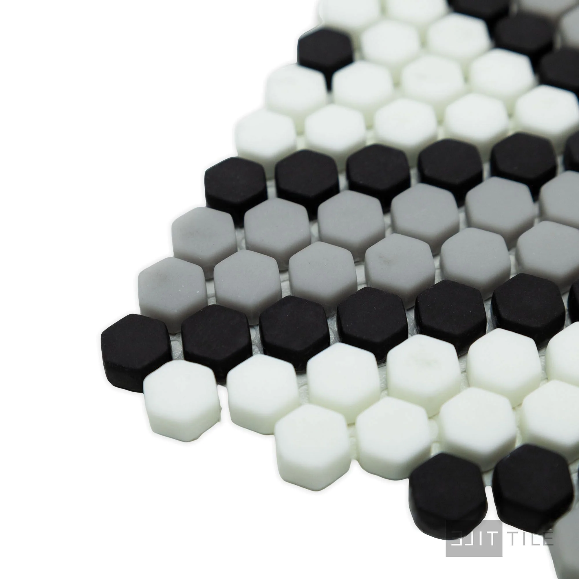 Geometro Amiens Classic 3/8" Hexagon Matte Recycled Glass Mosaic - Image 4