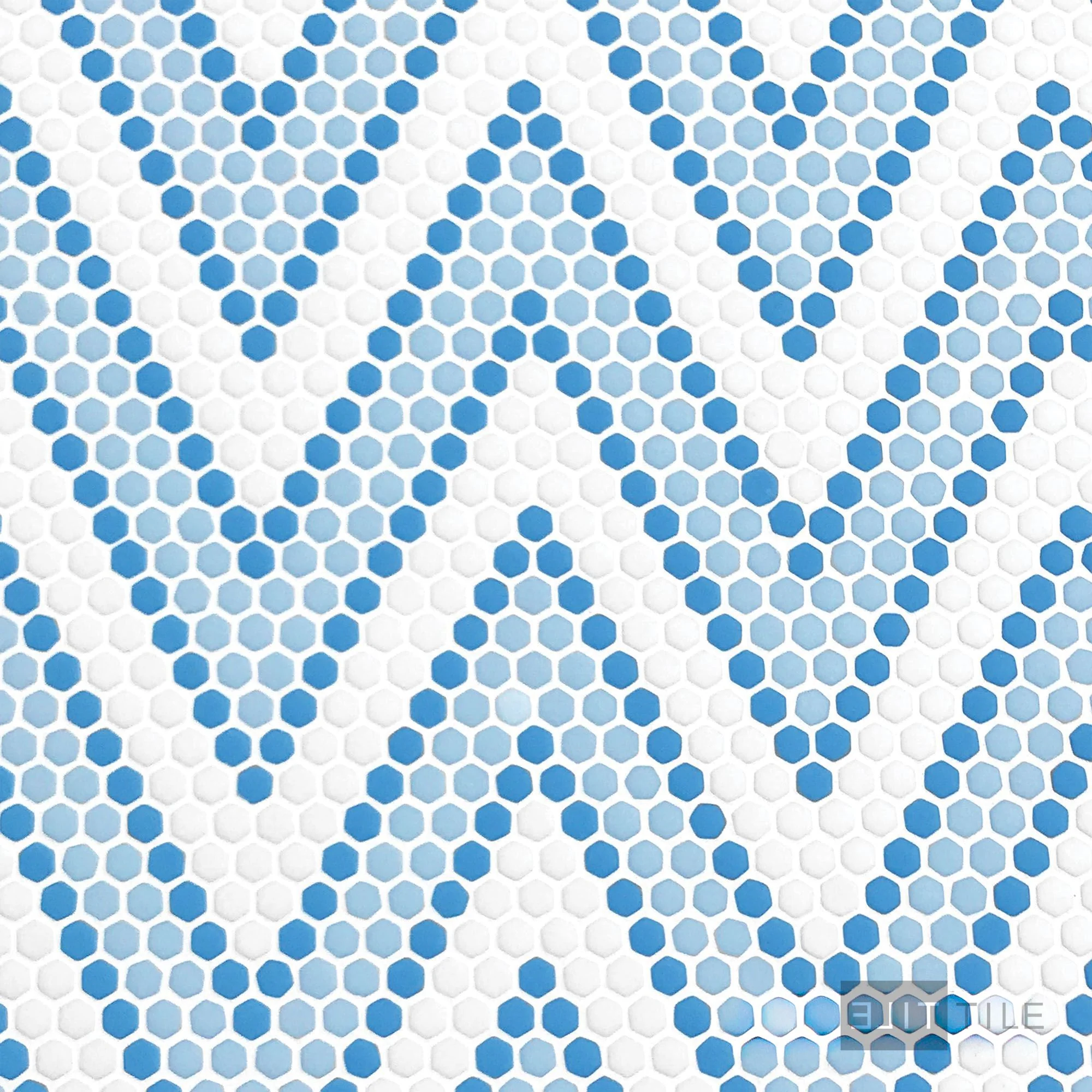Geometro Amiens Coastal 3/8" Hexagon Matte Recycled Glass Mosaic