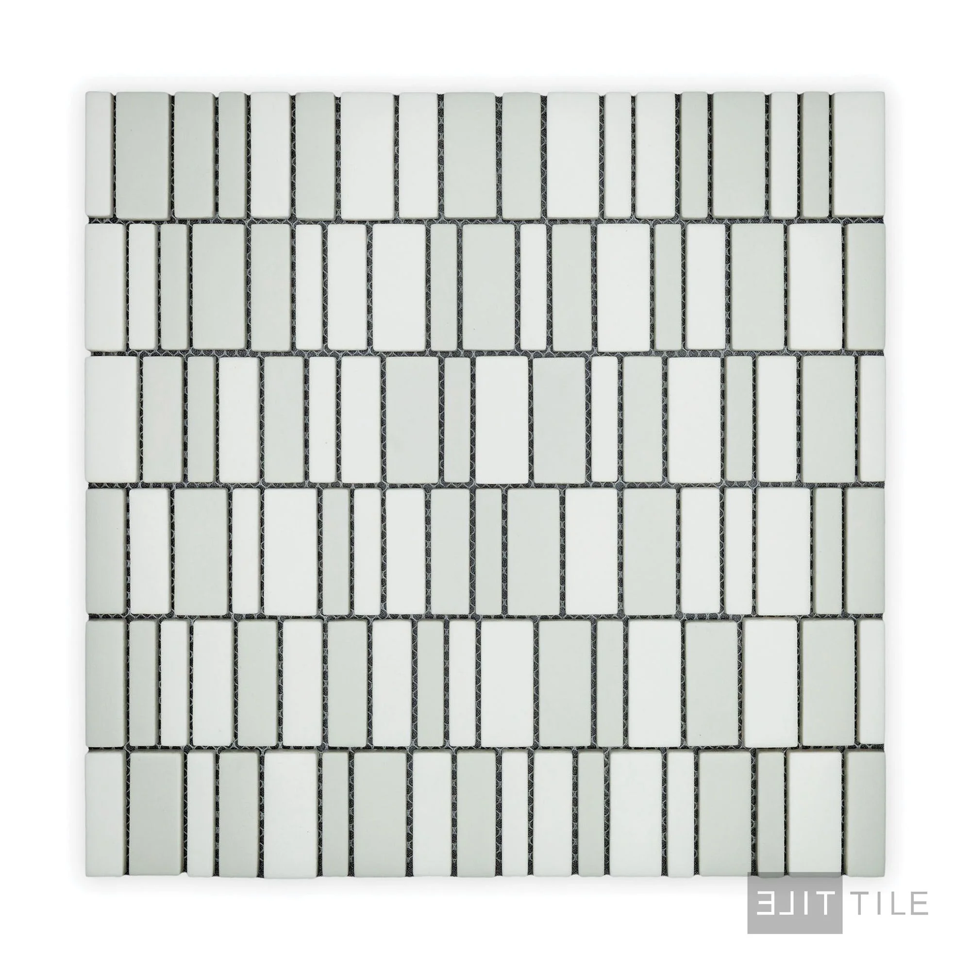 Geometro Barcode Puzzle Rectangle Matte Recycled Glass Mosaic - Image 3