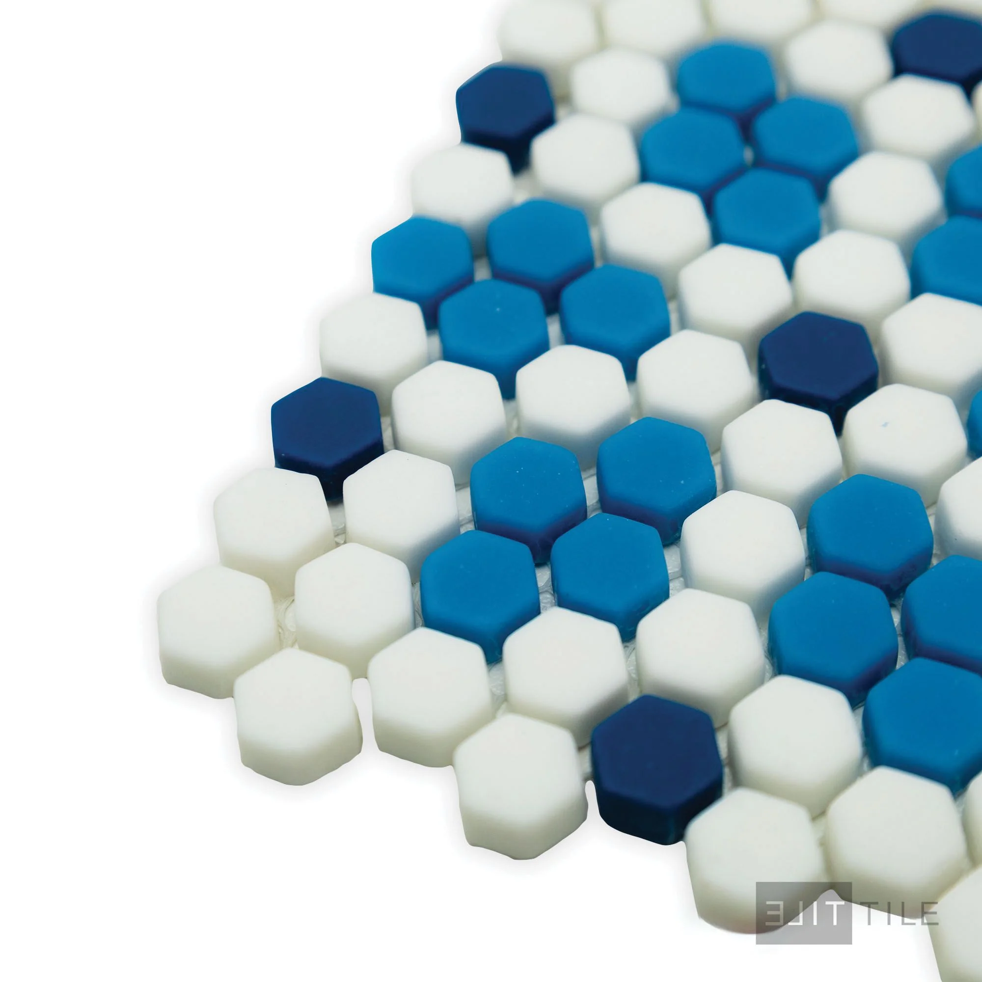 Geometro Bayeux Coastal 3/8" Hexagon Matte Recycled Glass Mosaic - Image 4