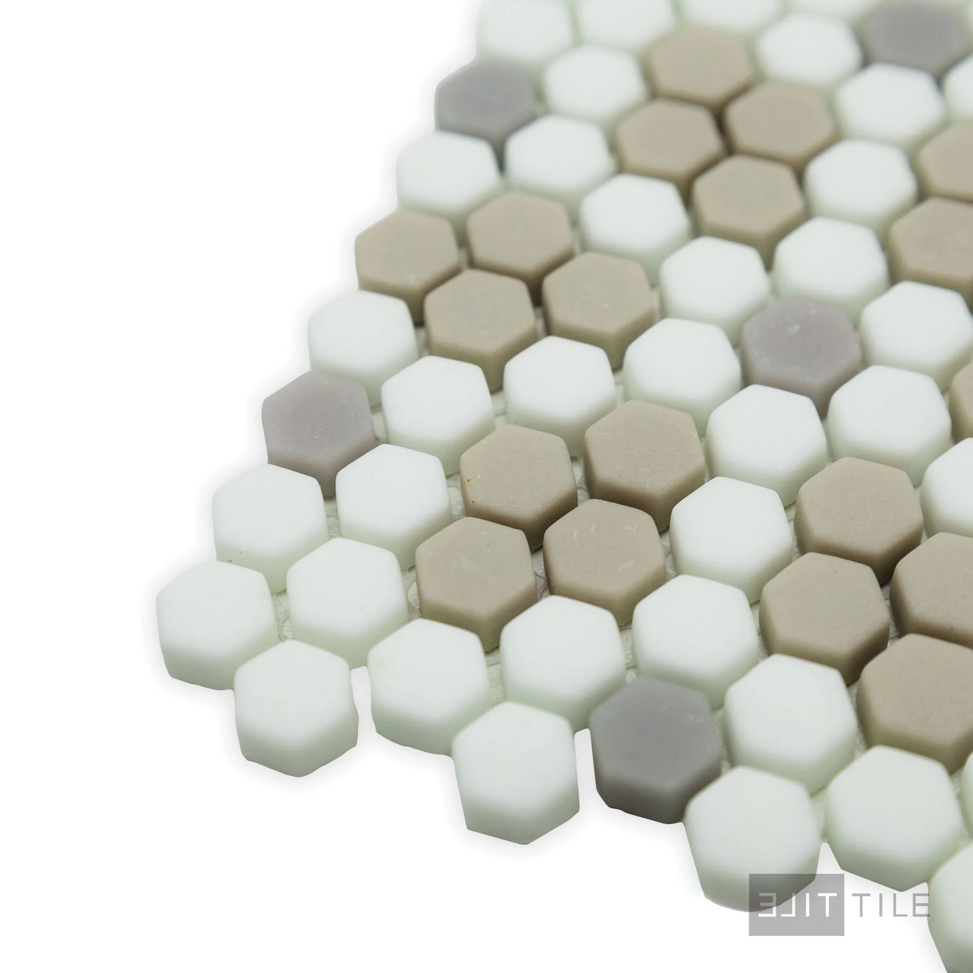 Geometro Bayeux Country 3/8" Hexagon Matte Recycled Glass Mosaic - Image 4