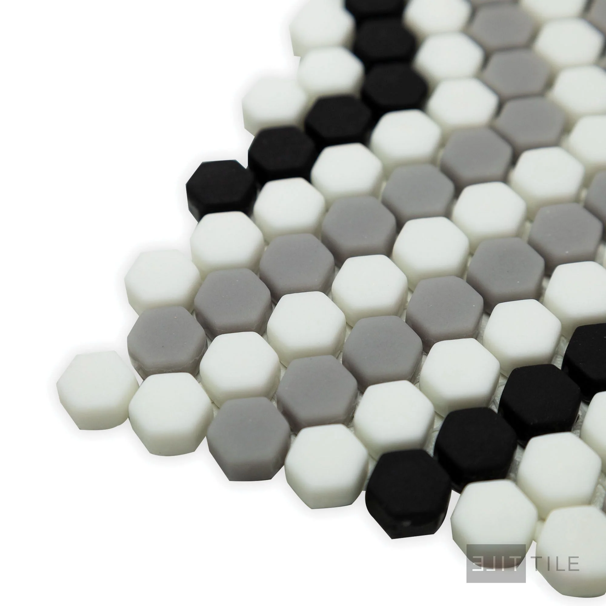 Geometro Belfort Classic 3/8" Hexagon Matte Recycled Glass Mosaic - Image 4