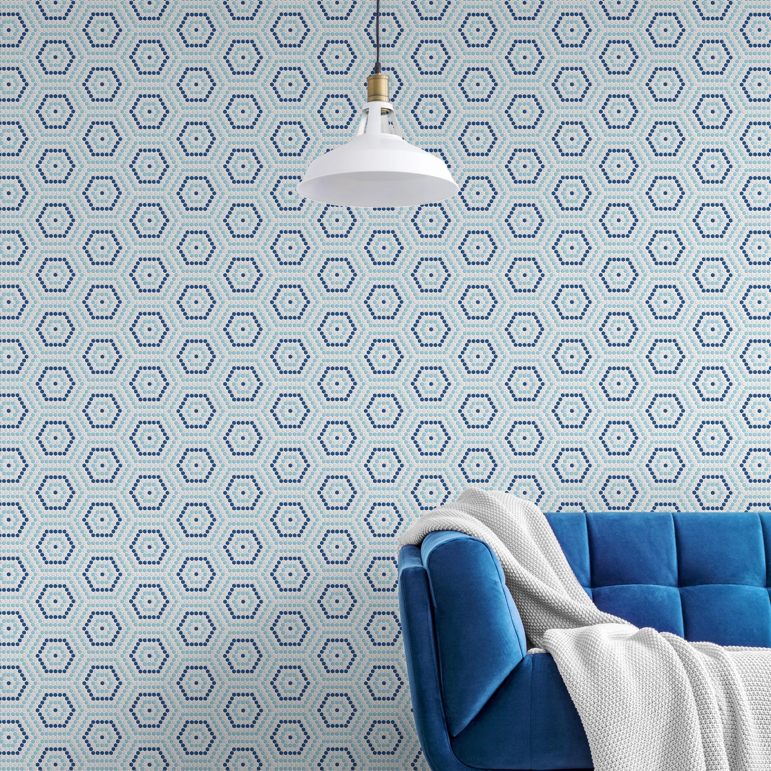 Geometro Belfort Coastal 3/8" Hexagon Matte Recycled Glass Mosaic - Image 3