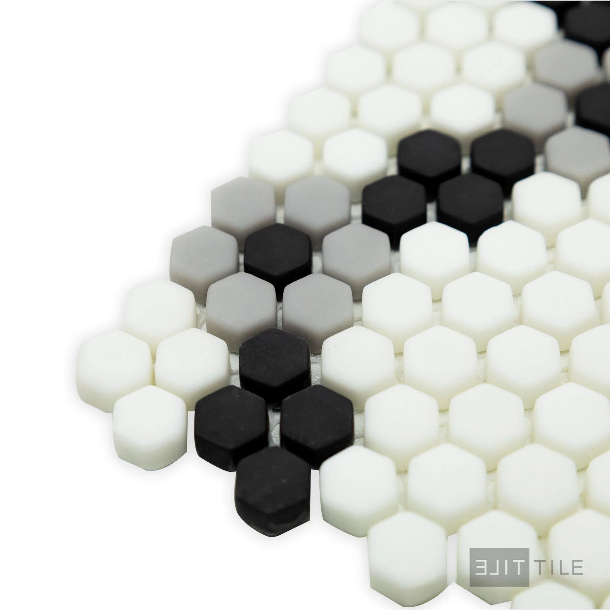 Geometro Bourges Classic 3/8" Hexagon Matte Recycled Glass Mosaic - Image 4