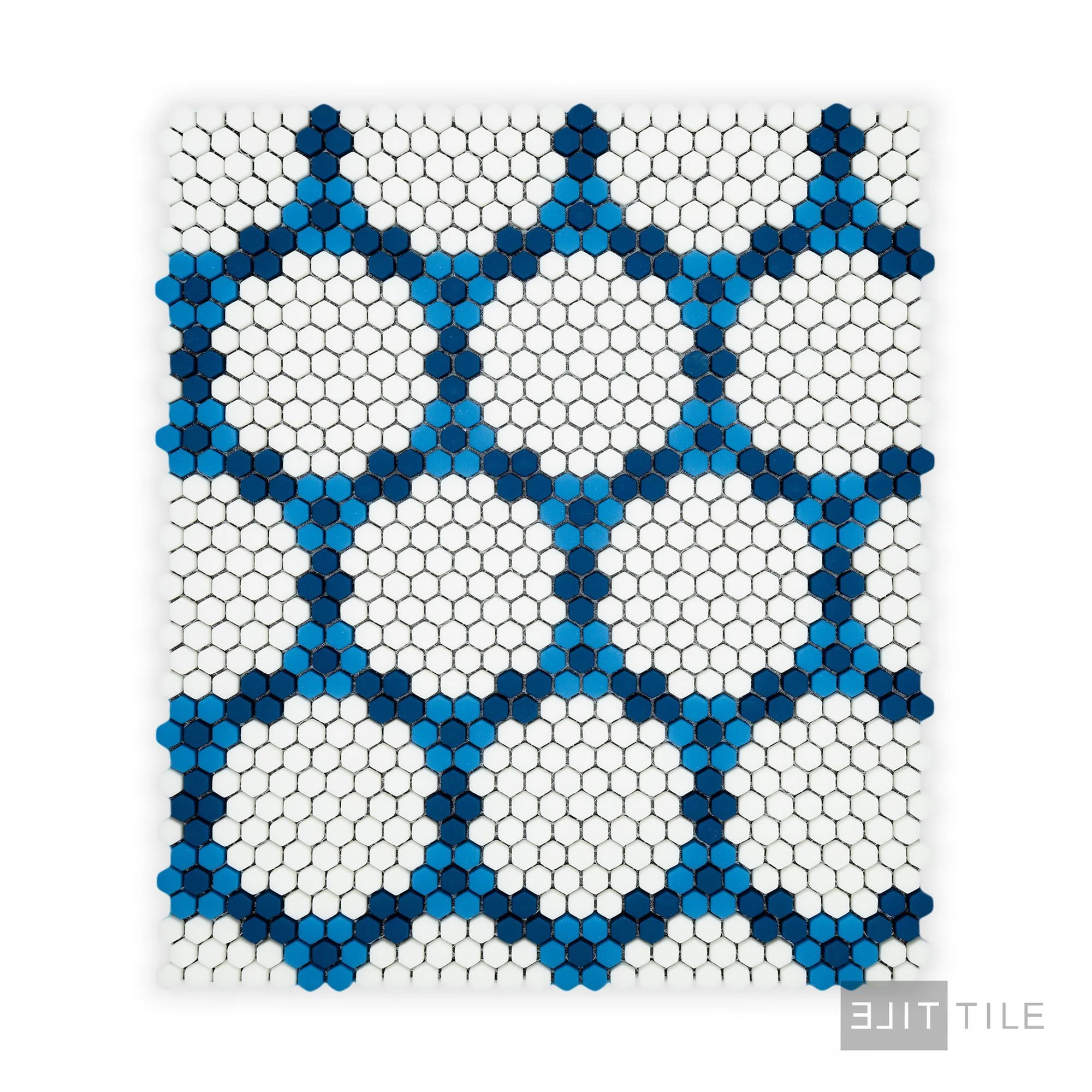 Geometro Bourges Coastal 3/8" Hexagon Matte Recycled Glass Mosaic - Image 3