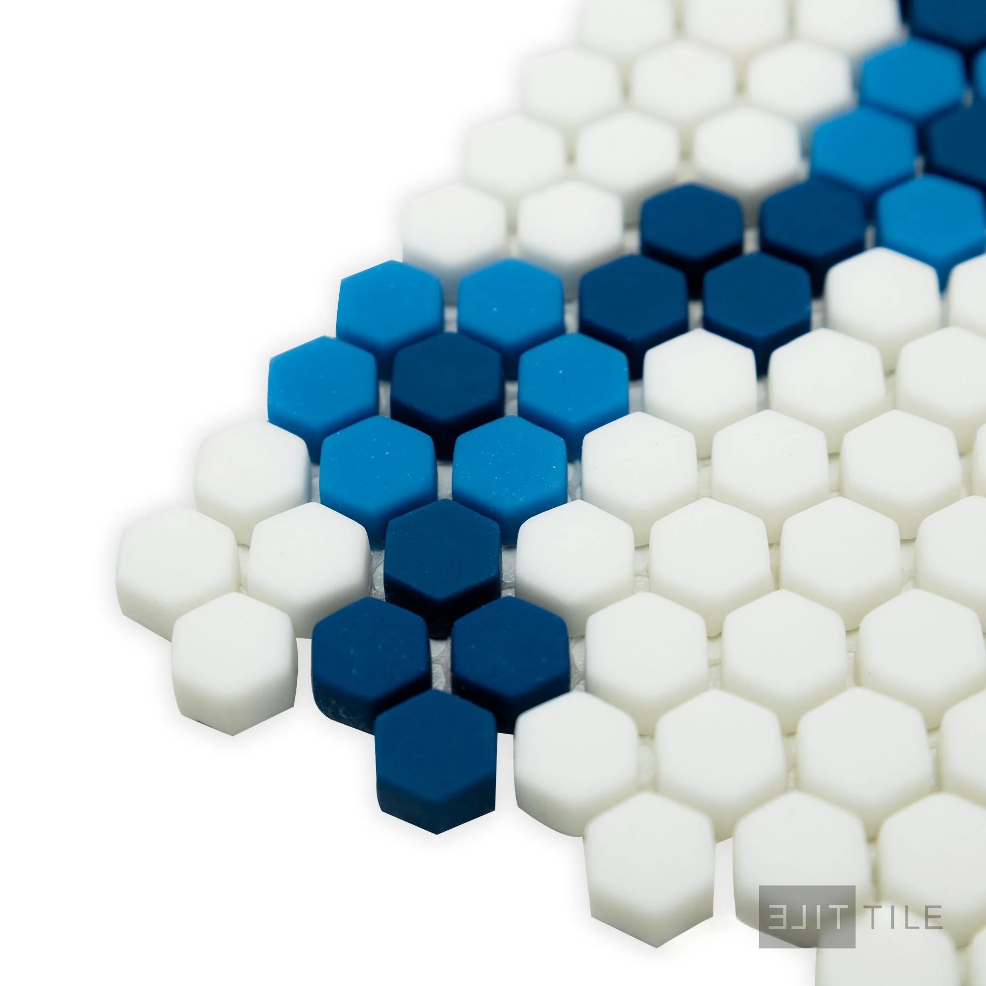 Geometro Bourges Coastal 3/8" Hexagon Matte Recycled Glass Mosaic - Image 4