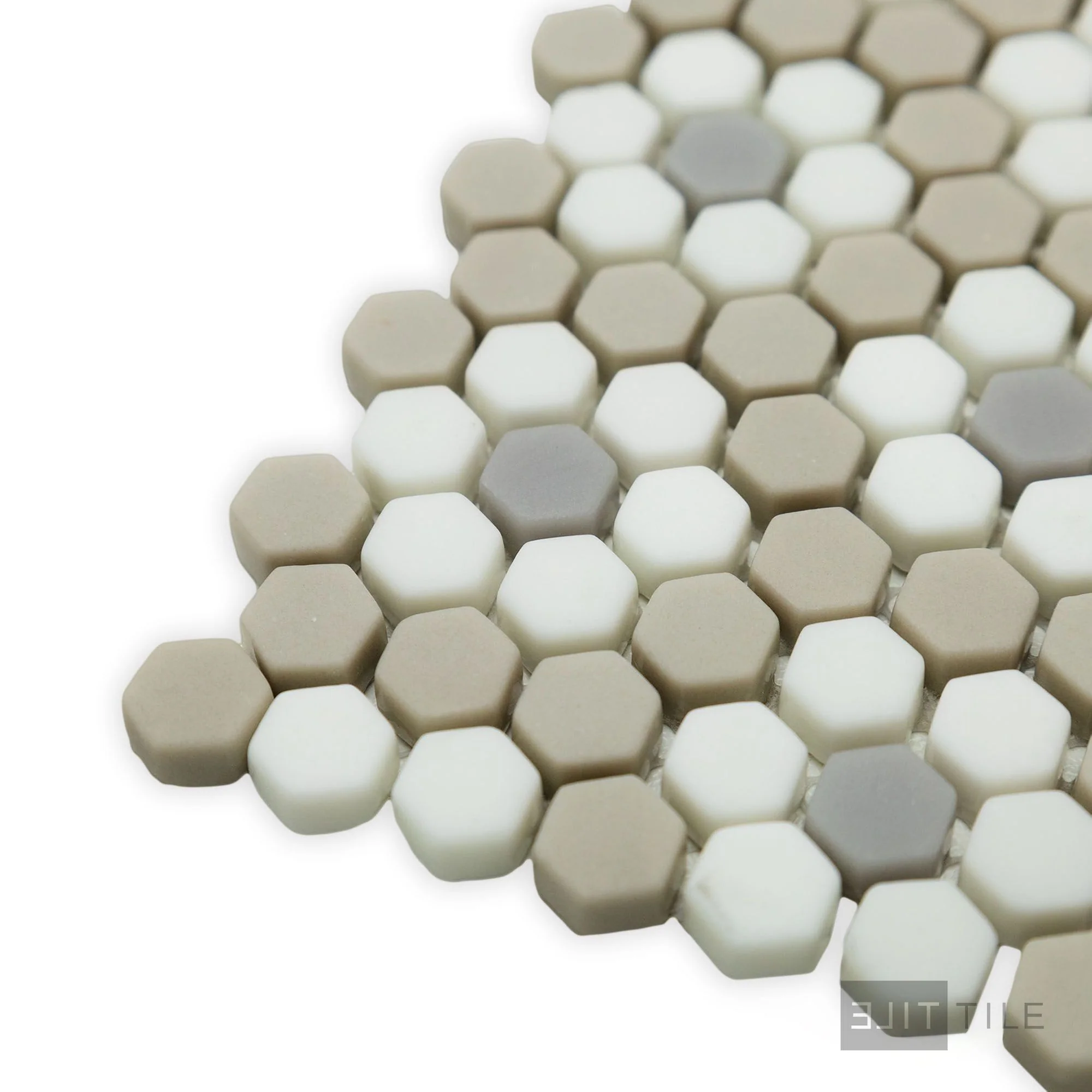 Geometro Dijon Country 3/8" Hexagon Matte Recycled Glass Mosaic - Image 4