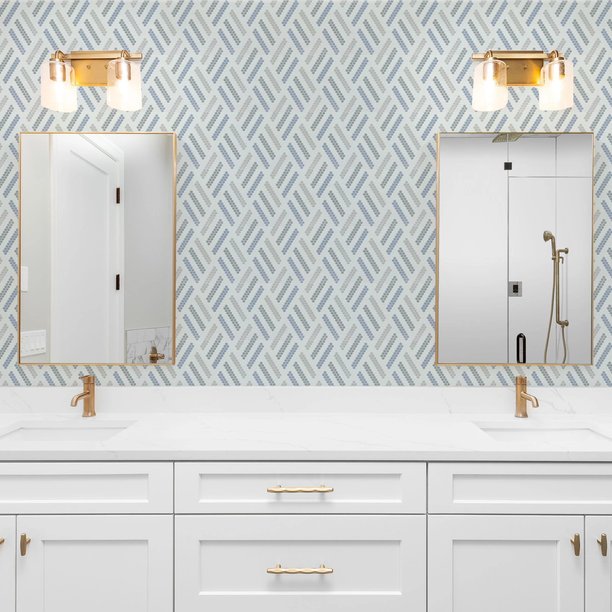 Geometro Missoni Retro 3/8" Hexagon Matte Recycled Glass Mosaic - Image 5