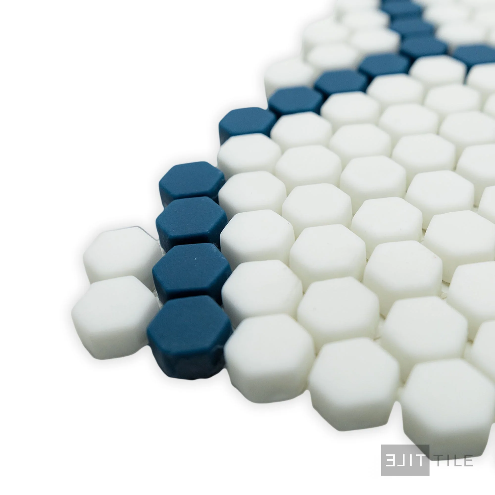 Geometro Tulle Coastal 3/8" Hexagon Matte Recycled Glass Mosaic - Image 4