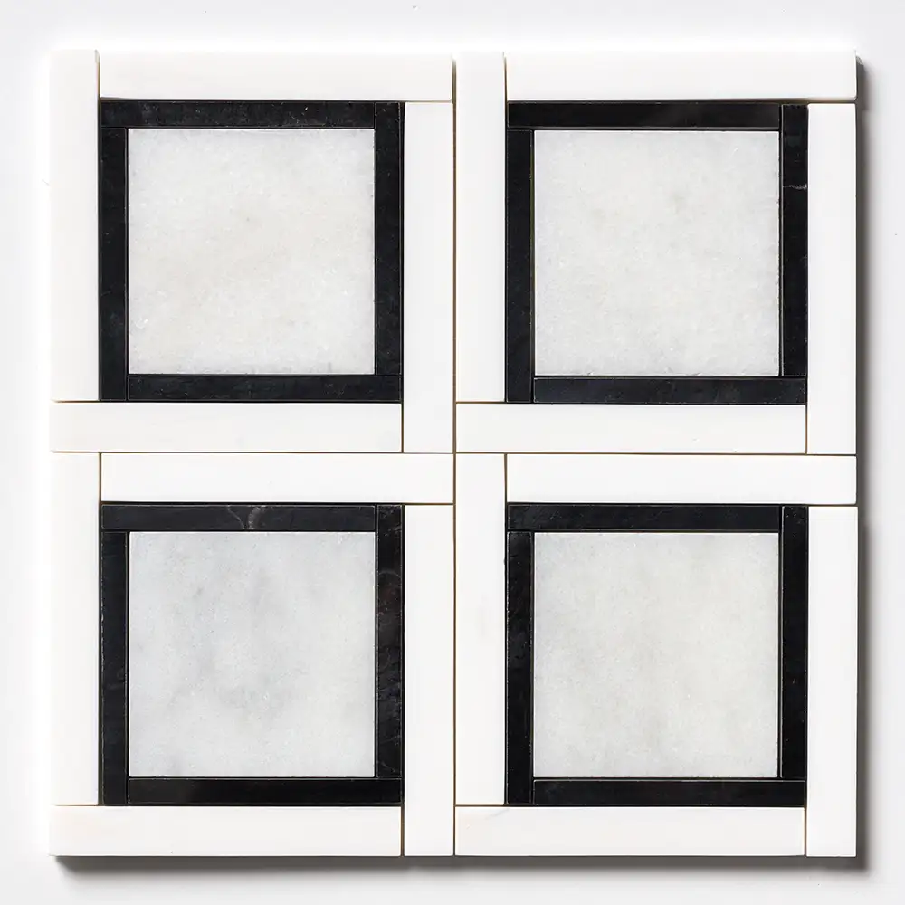 Glacier Marble Cambridge 12-7/8X12-7/8 GlacierBlack Snow White Multi Finish