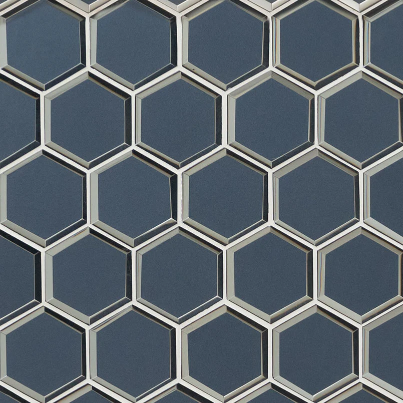 Vague Blue 3" Hexagon Mosaic