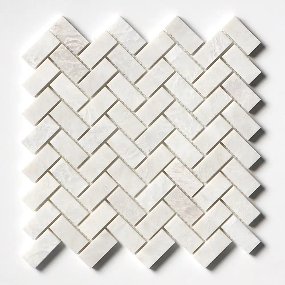 Iceberge Marble 1X2 Herringbone Mosaic 12-1/8X13-3/8 Iceberg Honed - Image 2