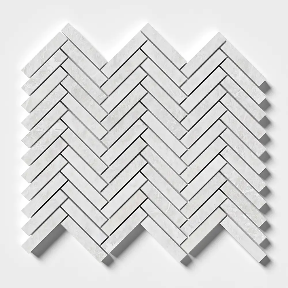 Iceberge Marble 5/8X3 Herringbone Mosaic 12X12 Iceberg Honed