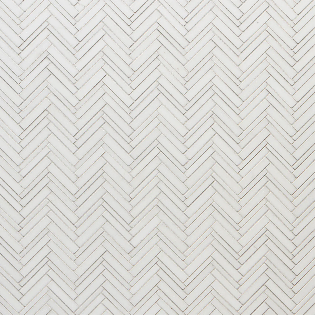 Jet Set Chevron Mosaic 10-3/4X11-3/8 Thassos Honed