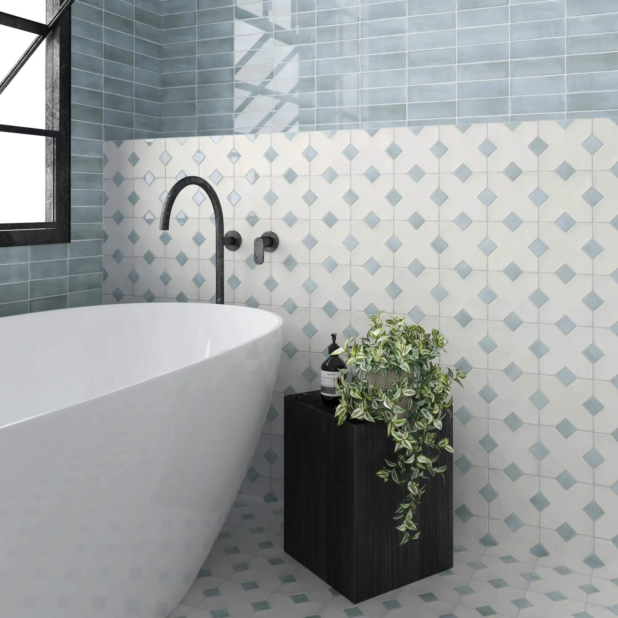 Kasbah Taco Porcelain Tile 1X1 Amber Grey Matte - Image 2