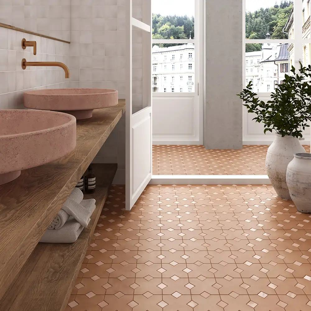 Kasbah Taco Porcelain Tile 1X1 Orchard Pink Matte - Image 2