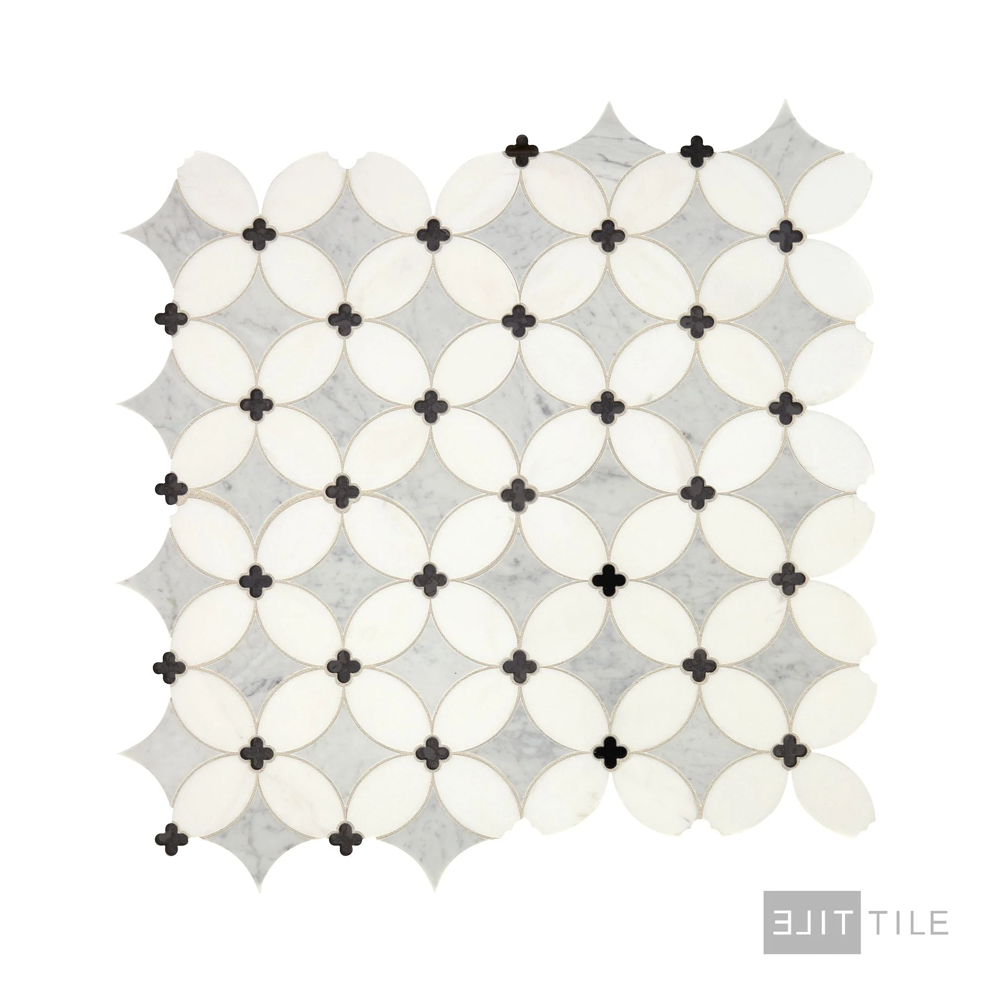 Lavaliere Natural Stone Mosaic 14X14 Carrara/Thassos/Blk Ant Mirror Honed - Image 3