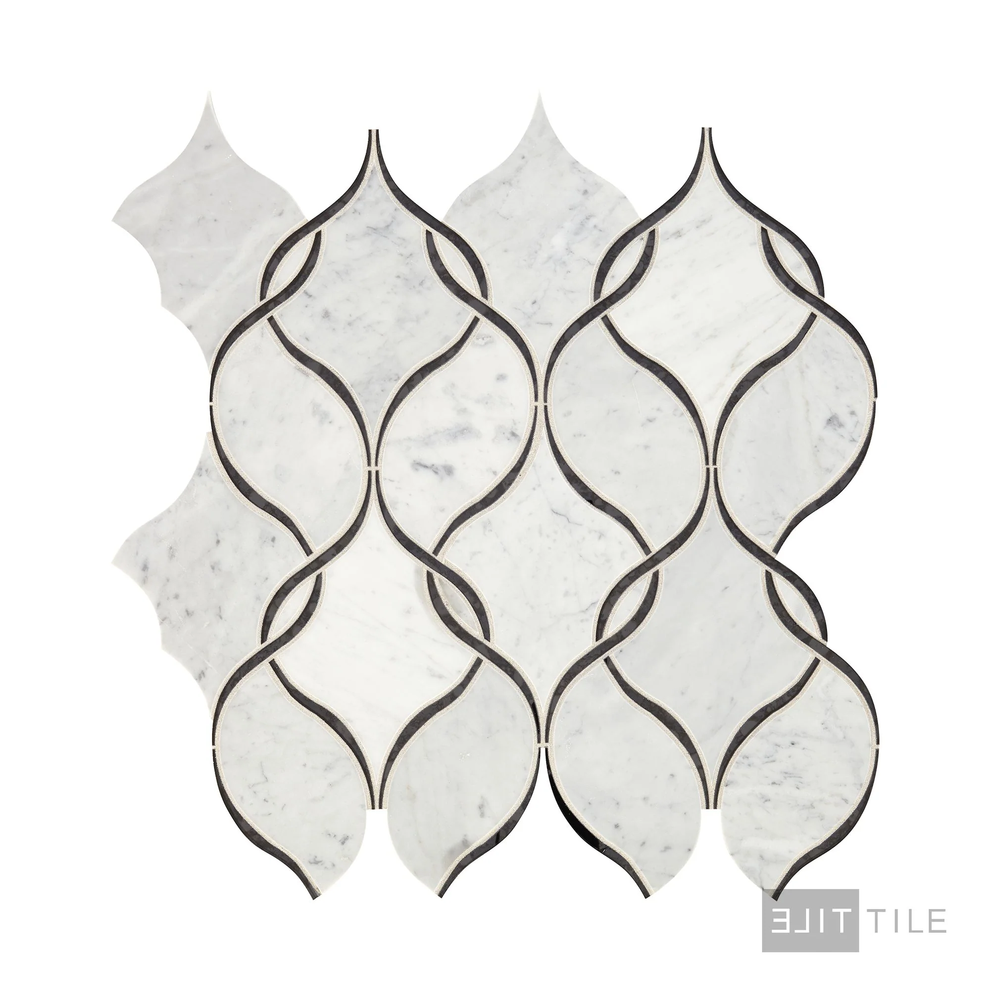Lavaliere Natural Stone Mosaic 12X13 Carrara White/Black Ant Mirror Polished - Image 2