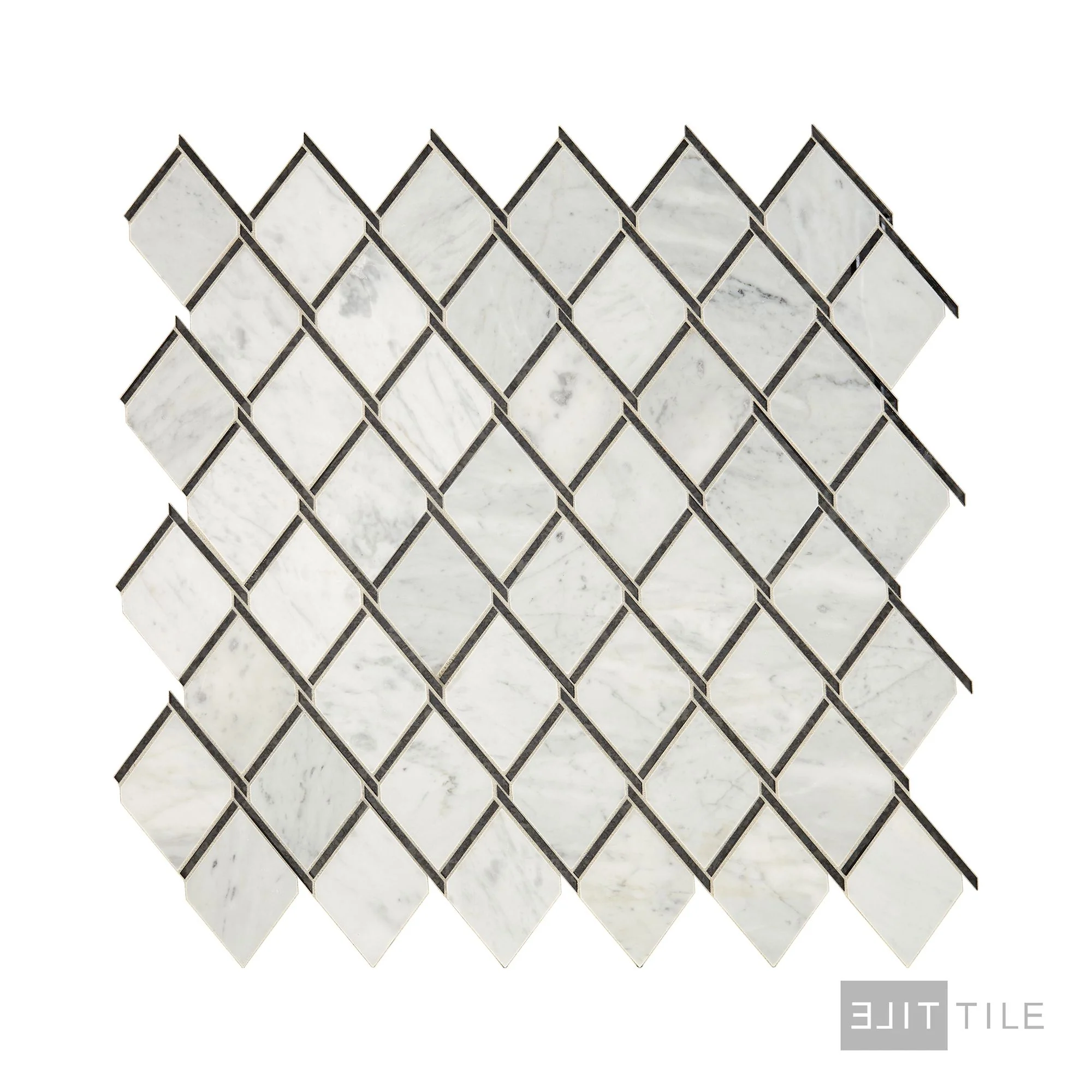 Lavaliere Natural Stone Mosaic 14X14 Carrara White/Black Ant Mirror Polished - Image 3