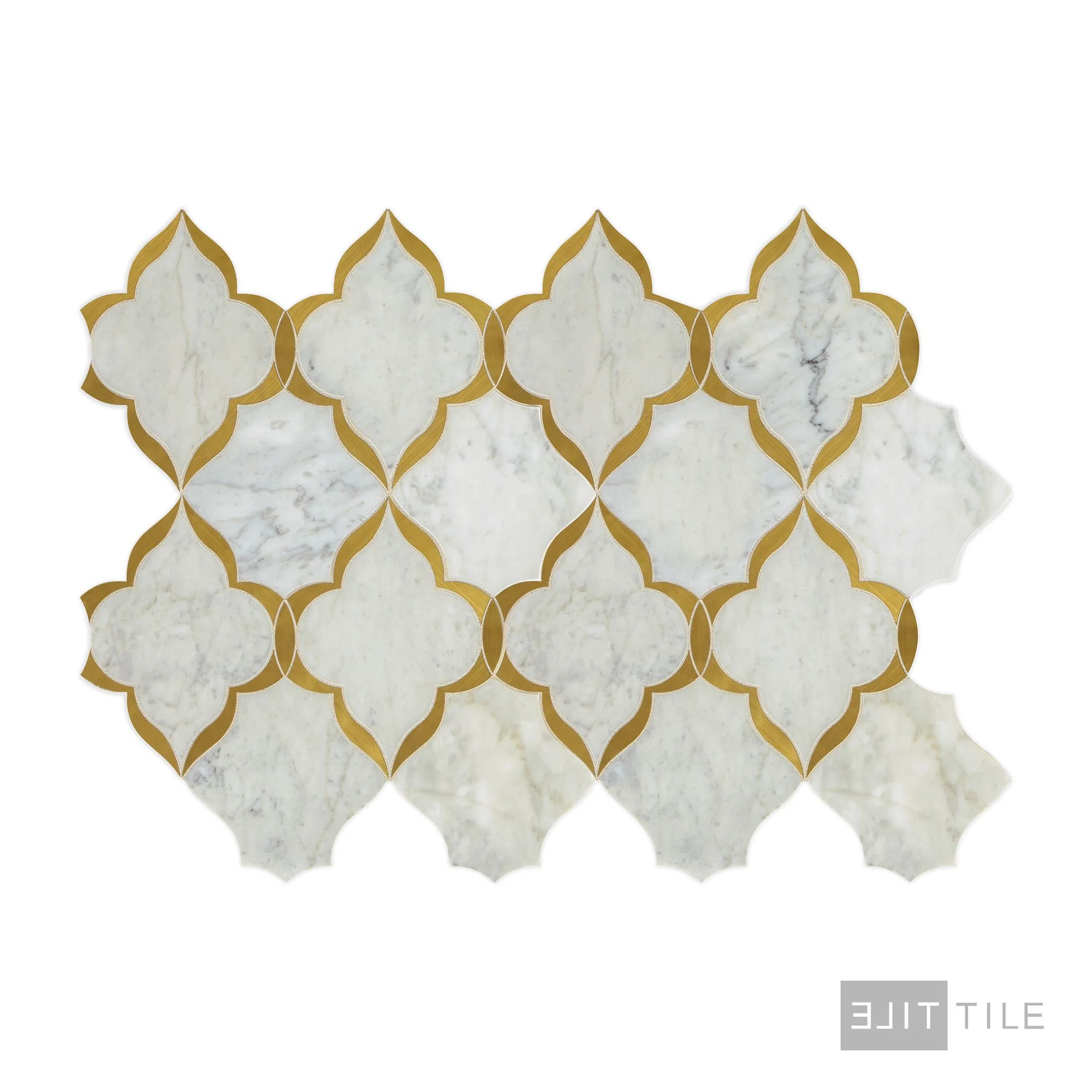 Lavaliere Natural Stone Mosaic 13X9 Carrara White/ Brass Polished - Image 3
