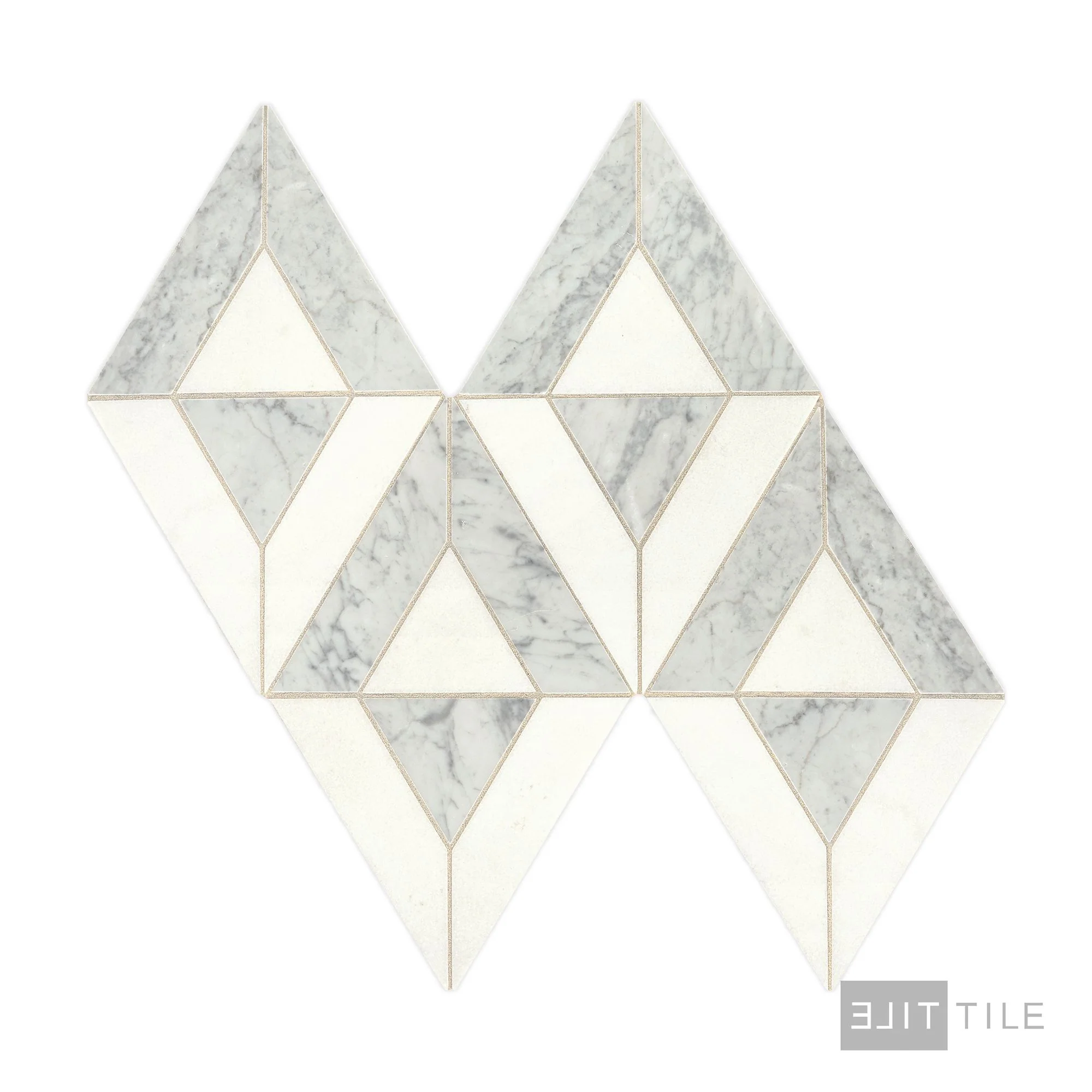 Lavaliere Natural Stone Mosaic 18X10 Carrara White/Thassos White Honed - Image 3