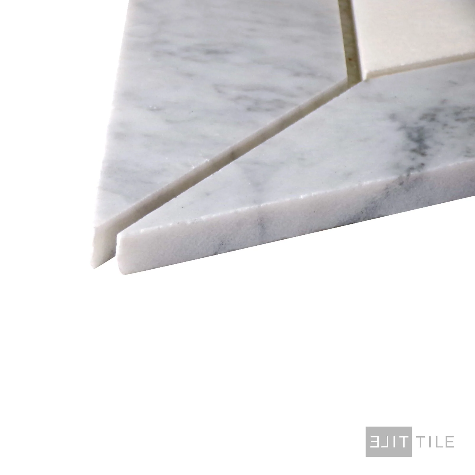 Lavaliere Natural Stone Mosaic 18X10 Carrara White/Thassos White Honed - Image 4