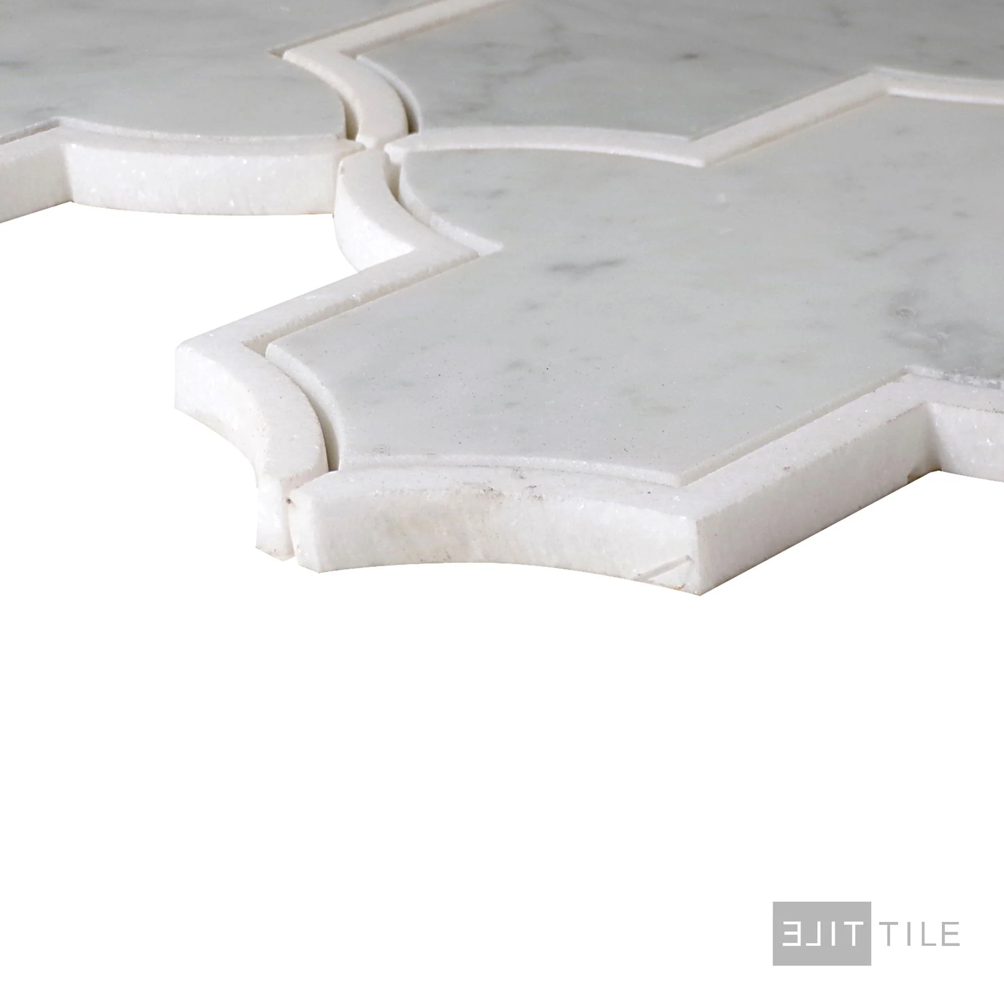 Lavaliere Natural Stone Mosaic 13X12 Carrara White/Thassos White Polished - Image 3