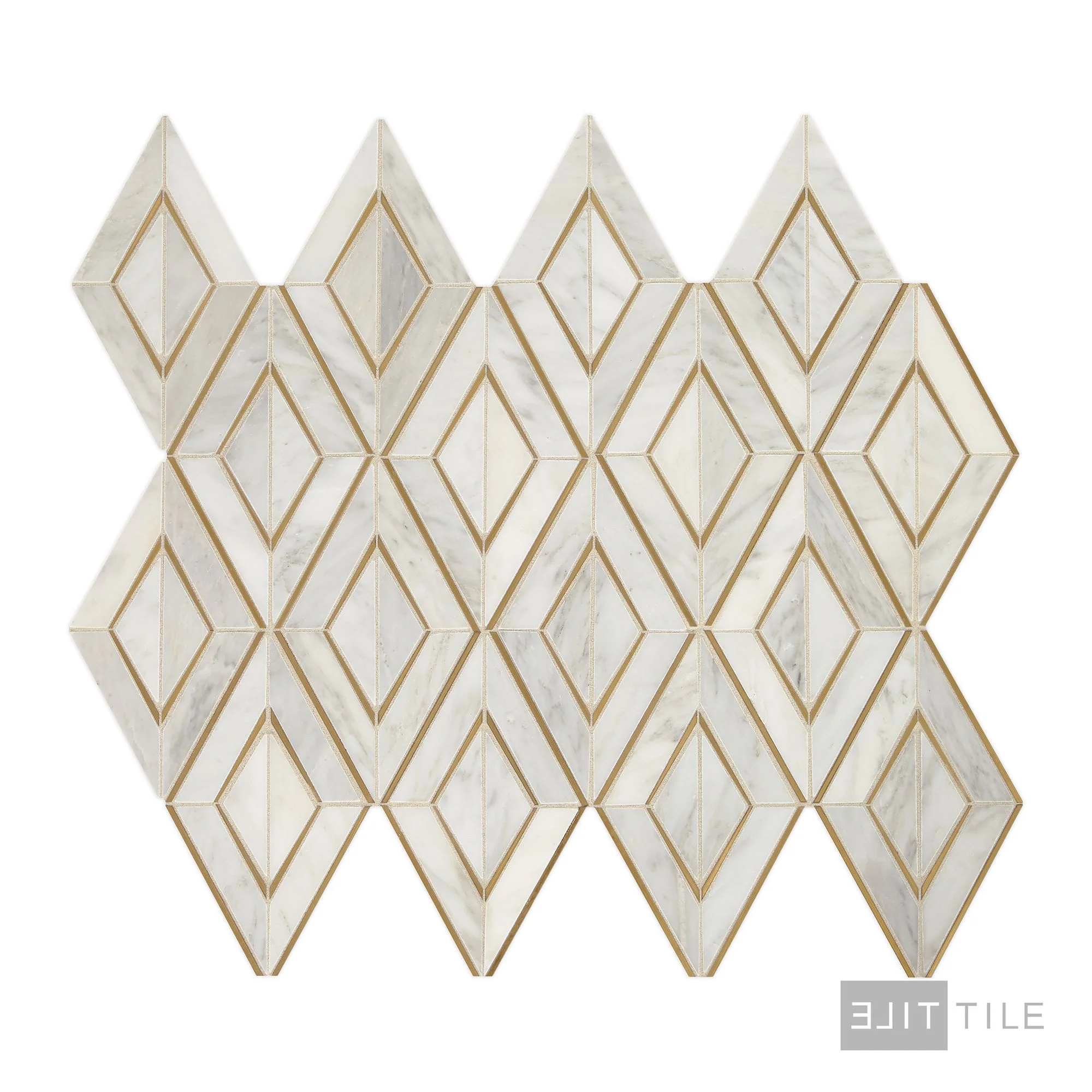 Lavaliere Natural Stone Mosaic 12X10 First Snow Elegance/Brass Polished - Image 3