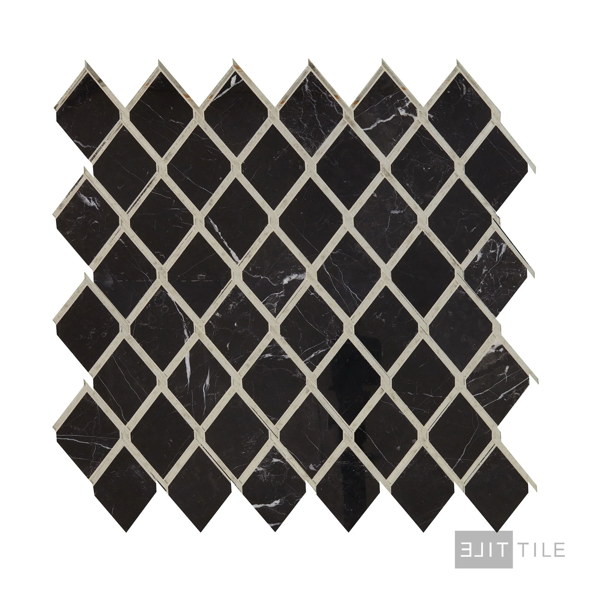 Lavaliere Natural Stone Mosaic 14X14 Nero Marquina /Antique Mirror Polished - Image 3