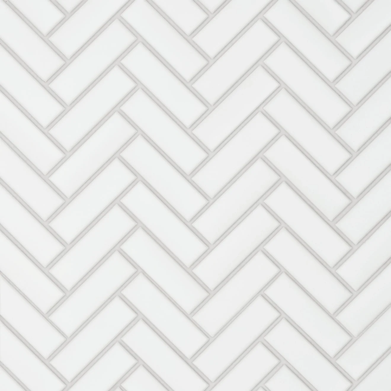 Le Café 1X3 Herringbone Glazed Porcelain Mosaic 12-7/8X12-7/16 White Matte