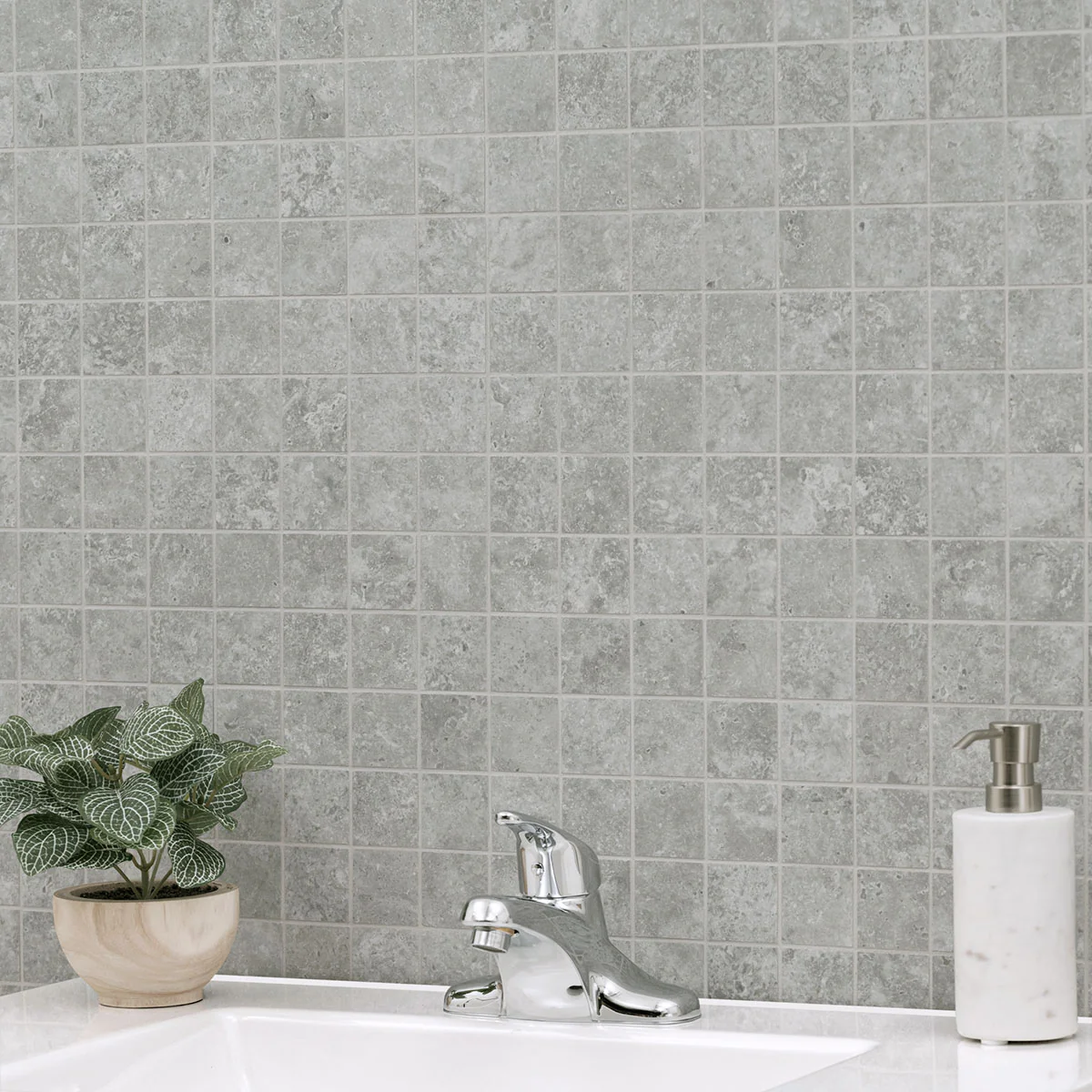 Legion 2X2 Porcelain Mosaic 12X12 Lunar Silver Matte - Image 2