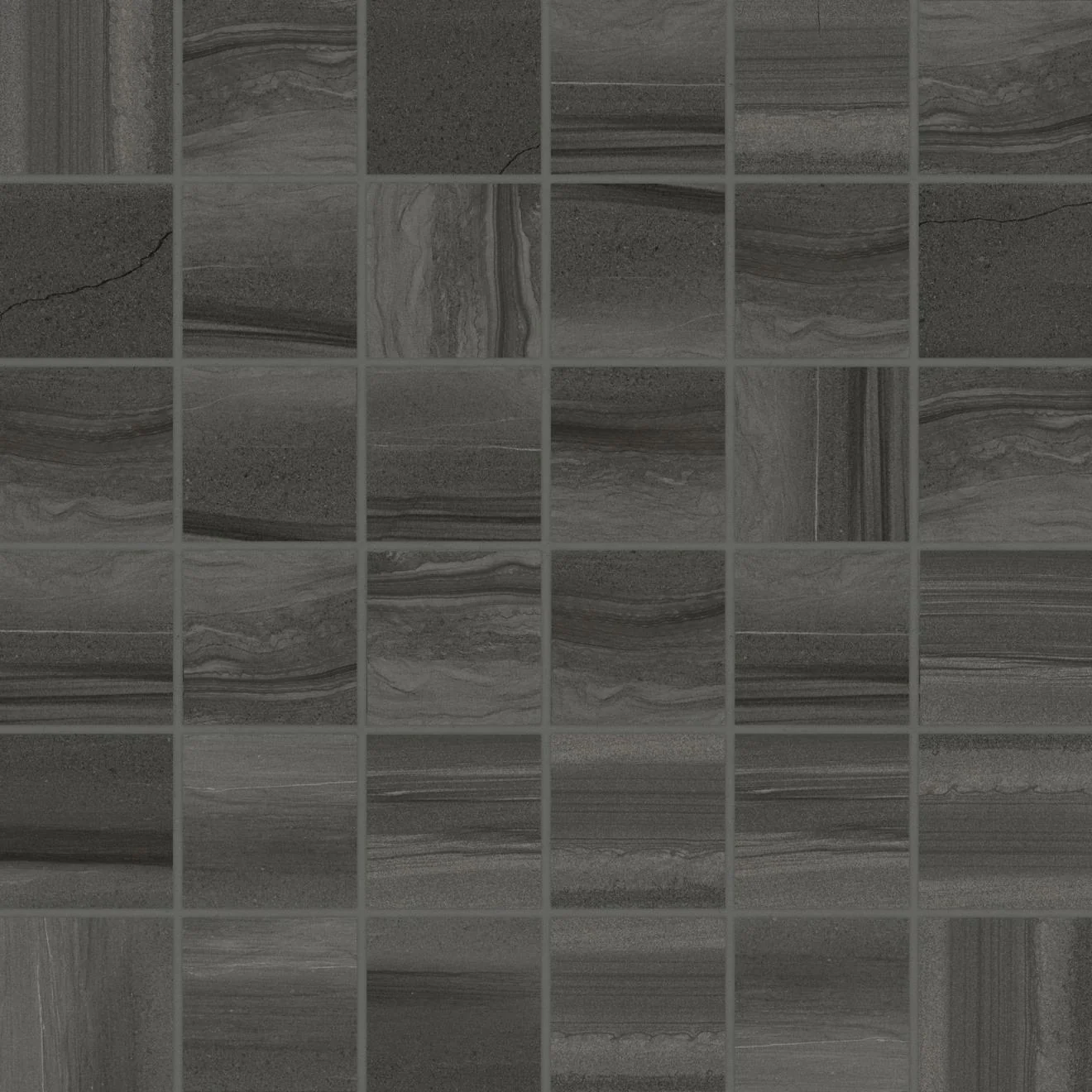 Linear Stone 2X2 Mosaic Honed 12X12 Black