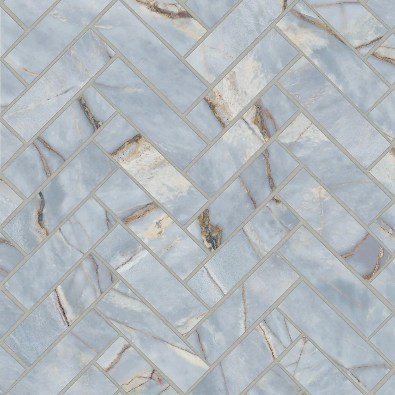 Magnifica Era Luxury 1X4 Herringbone Mosaic Satin 12X12 Deep River