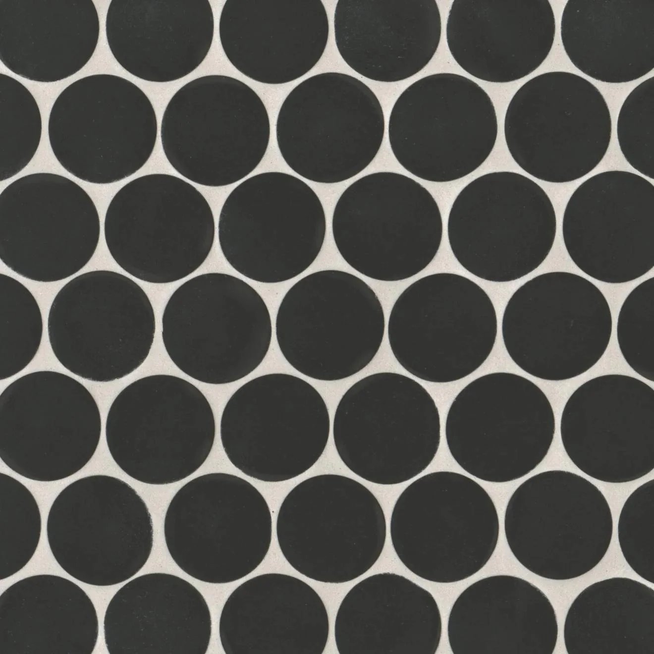 Makoto 2" Round Kuroi Black Matte Mosaic