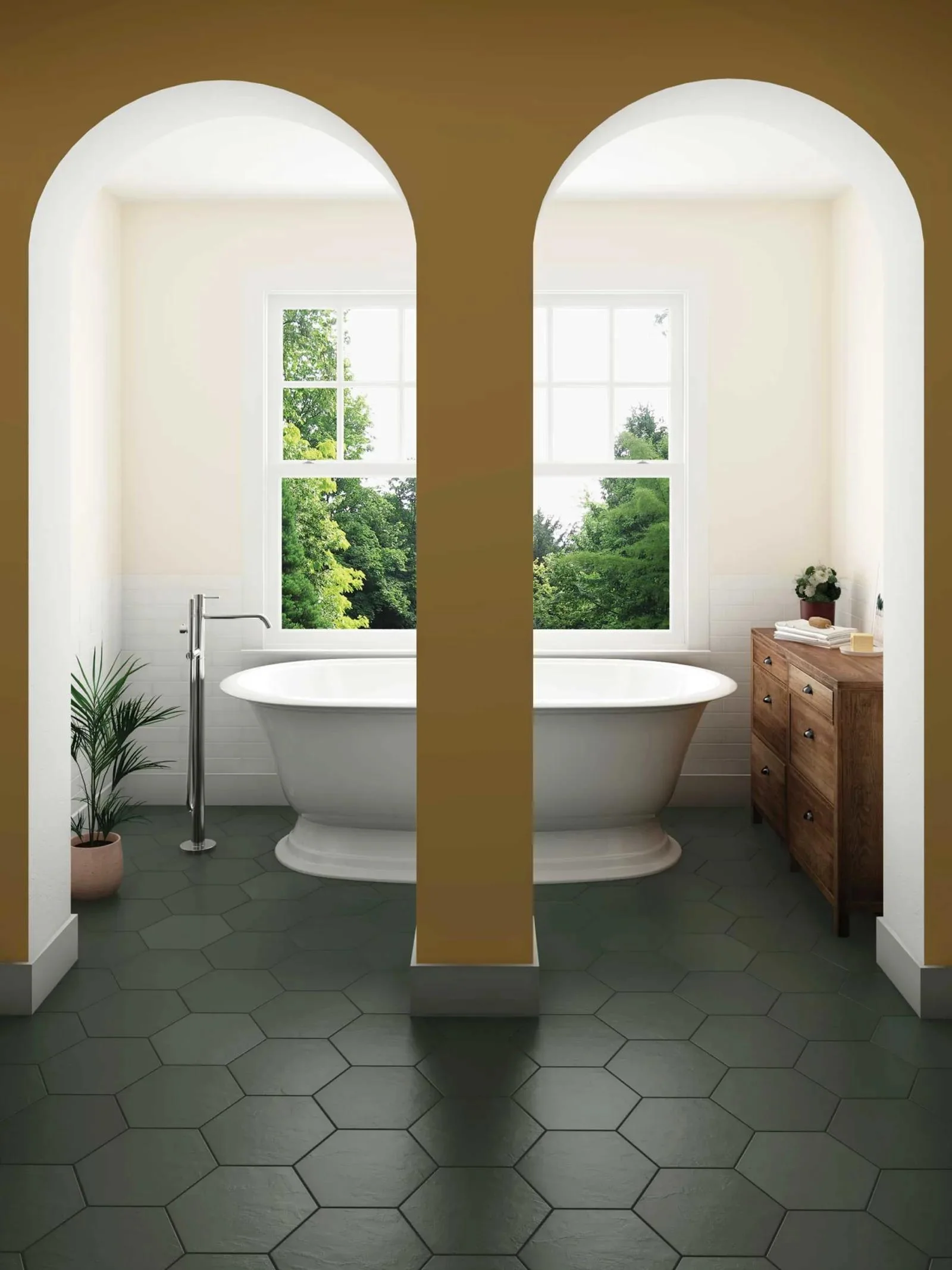 Makoto Porcelain Field Tile 10X11-1/2 Midori Green Matte - Image 2