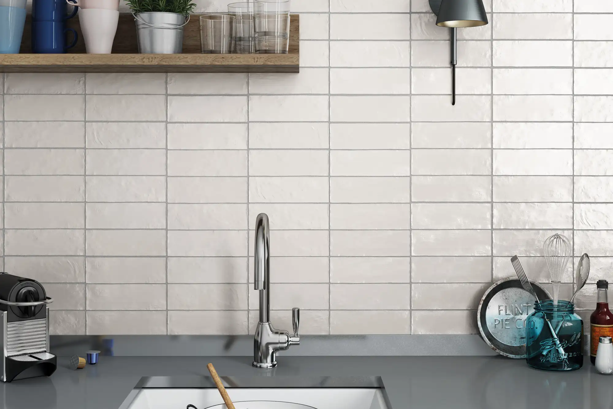 Mallorca Ceramic Field Tile 2X8 White Matte - Image 2