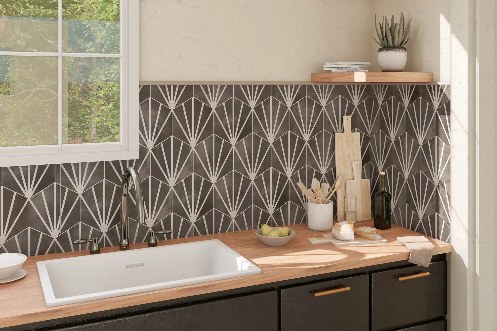 Meraki Even Porcelain Decorative Field Tile 8X9 Negro Matte - Image 2