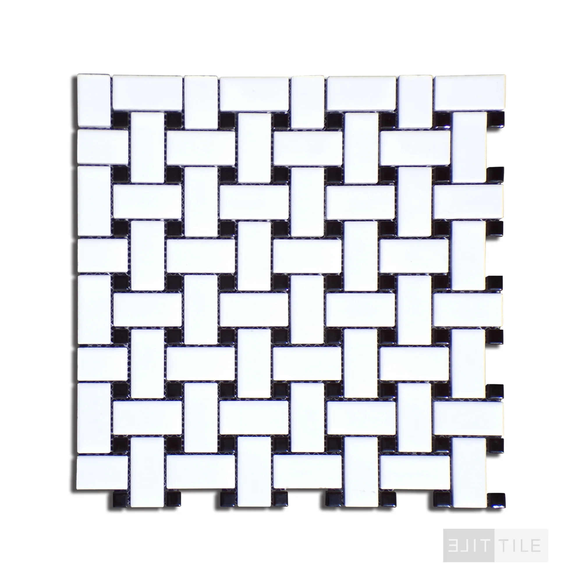 Metro Basketweave 12X12 Black Dot Matte