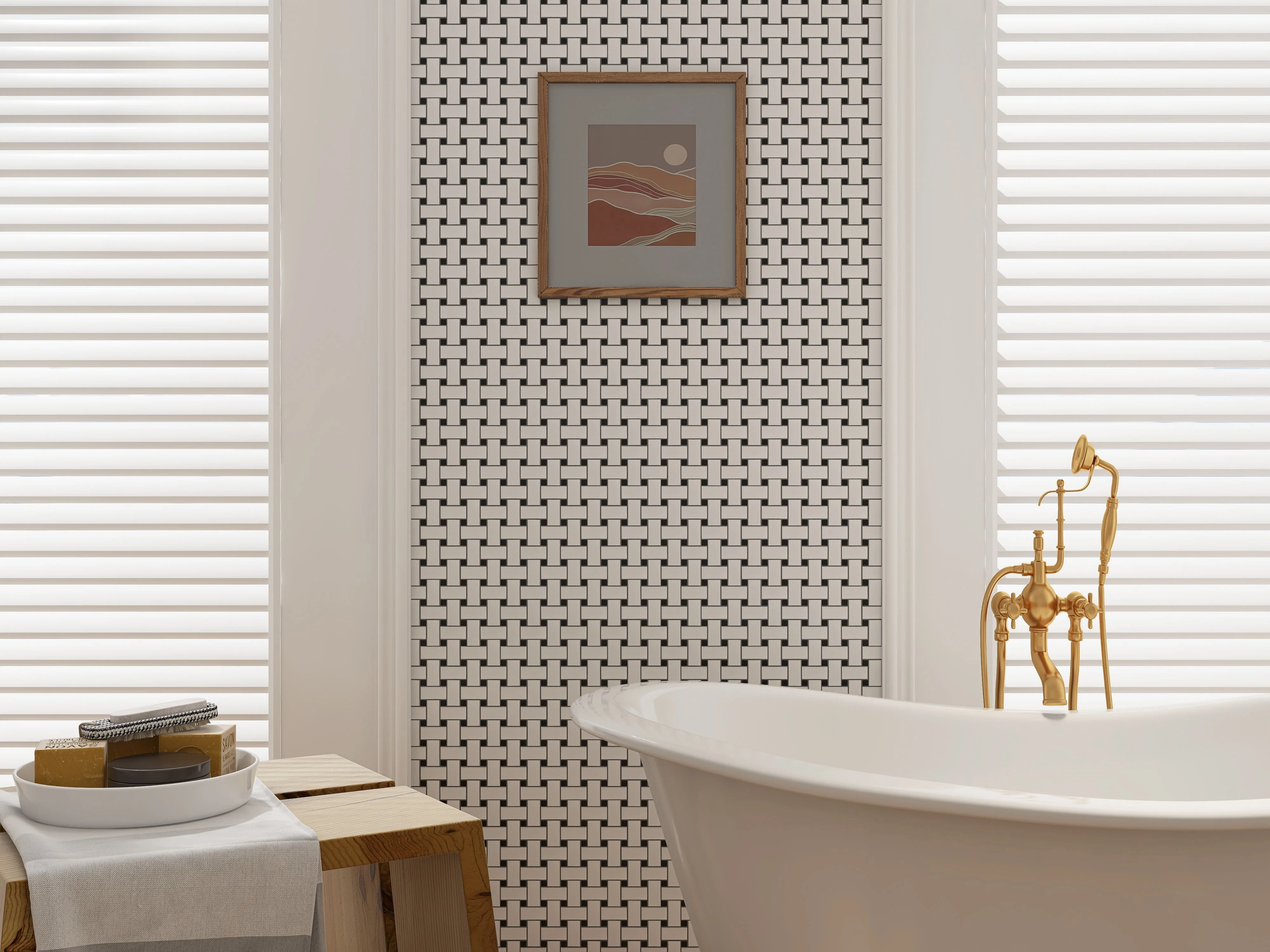 Metro Basketweave 12X12 Black Dot Matte - Image 2