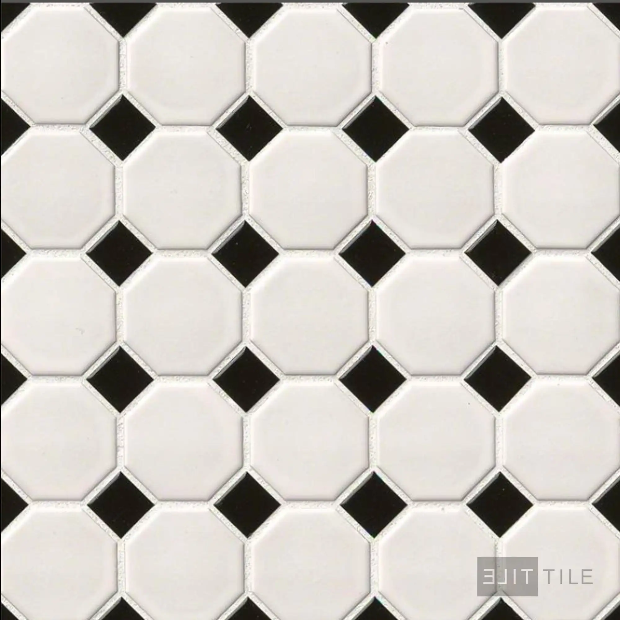 Metro 2X2 Octagon 12X12 White With Black Dot Matte