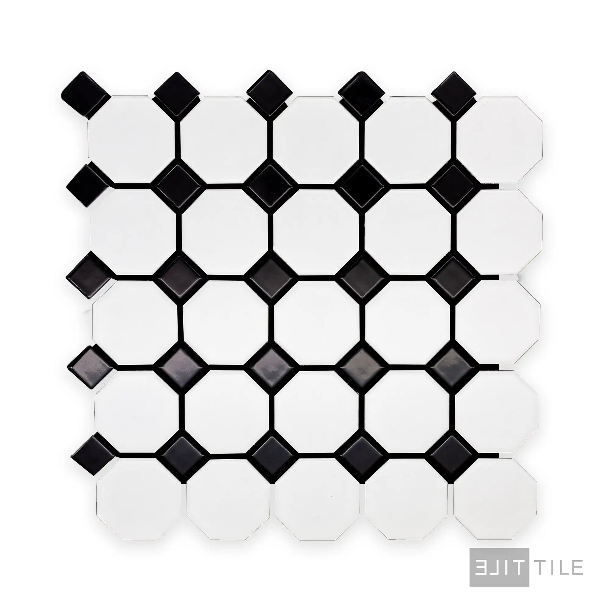 Metro 2X2 Octagon 12X12 White With Black Dot Matte - Image 3