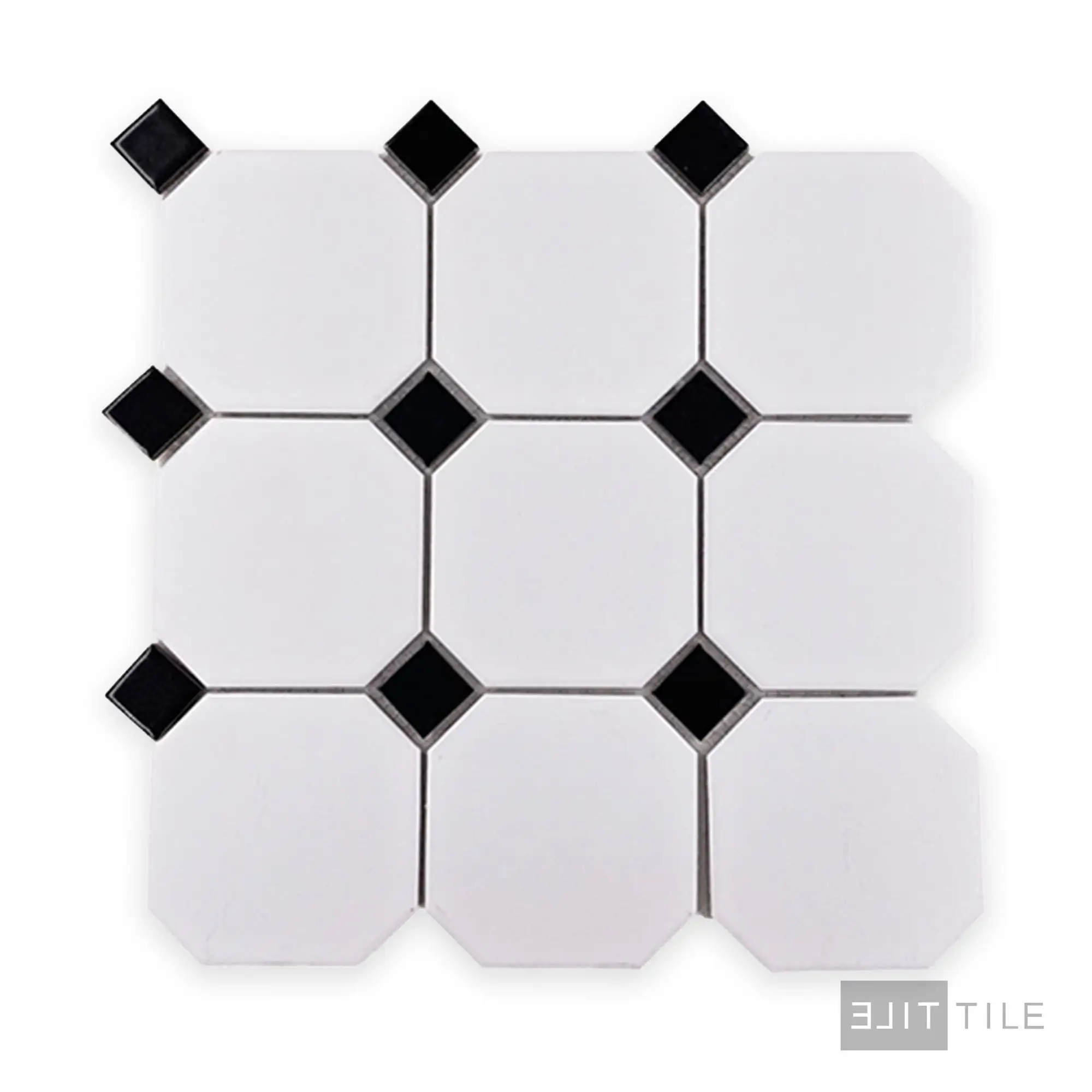 Metro 4X4 Octagon 12X12 White With Black Dot Matte - Image 2