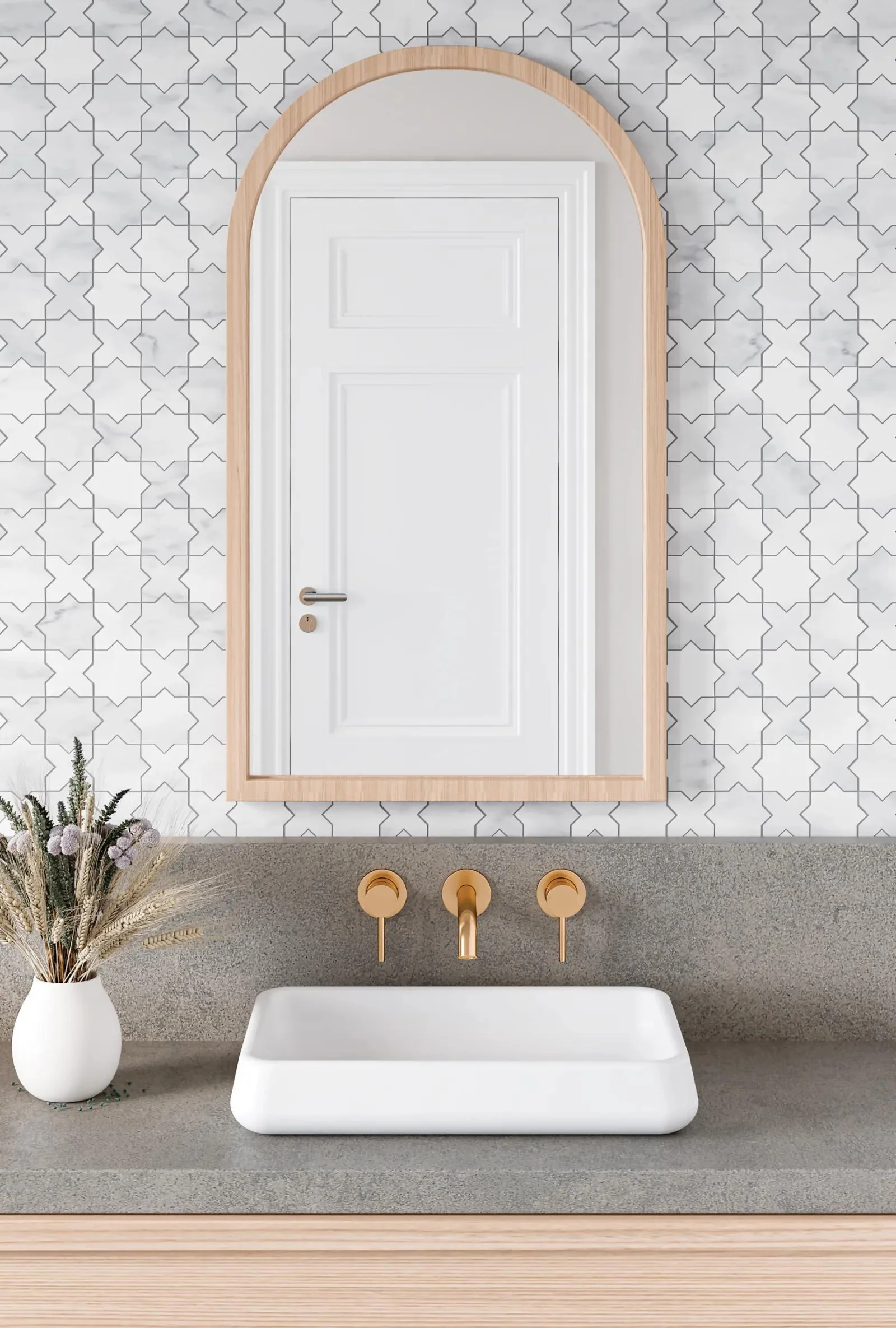 Monet Stone Mosaic 12-1/8X12-1/8 White Carrara Honed - Image 2