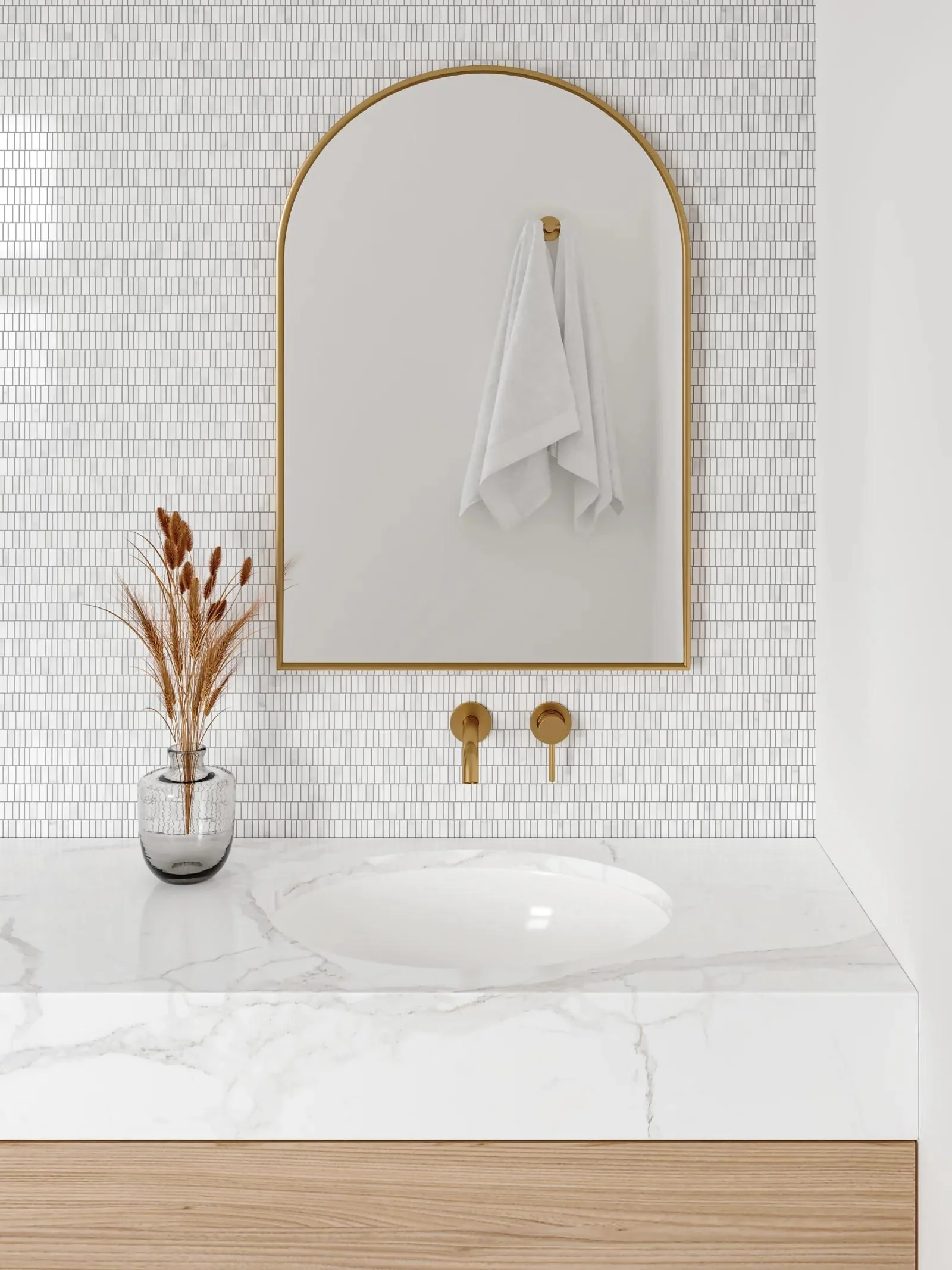 Monet Stone Mosaic 12X12-1/4 White Carrara Honed - Image 2